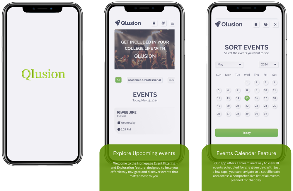 Picture of Qlusion app on phones