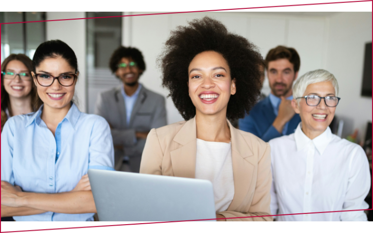 Successful group of business people at work in modern office