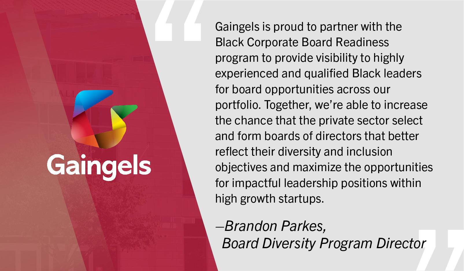Testimonial from Brandon Parkes, Board Diversity Program Director