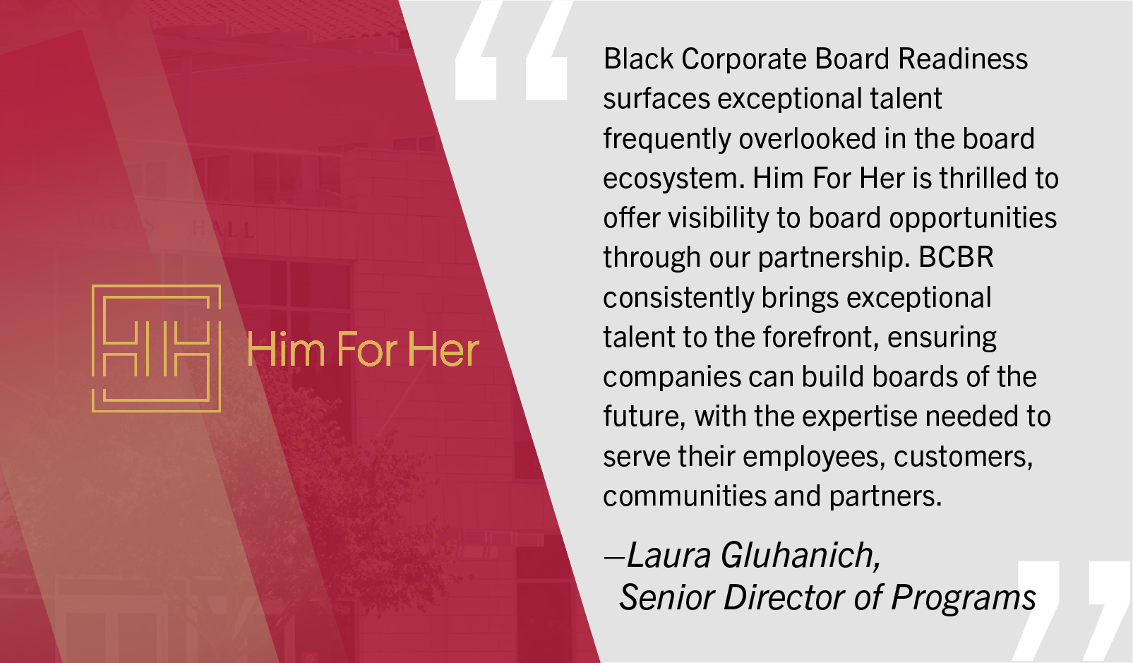 Testimonial from Laura Gluhanich, Senior Director of Programs