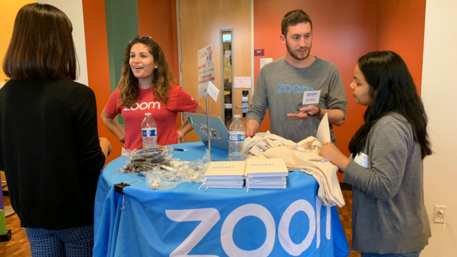 Students speaking to hiring managers from Zoom.