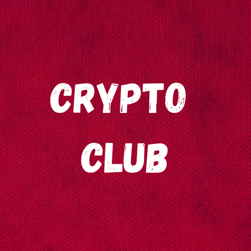 Red square with white letters that say 