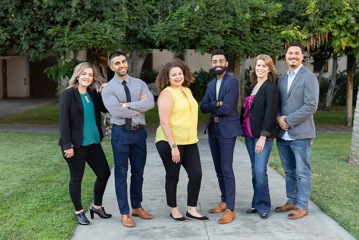 Students gathered in the Mission Gardens