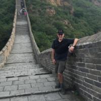 People standing on the Great Wall of China.