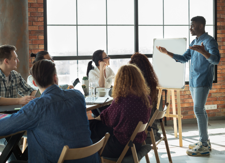 Photo of business meeting with presenter