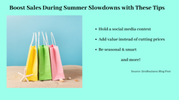 Graphic image with examples of how to boost sales during summer
