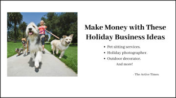 Photo of dog walker and title of featured article: Make Money with These Holiday Business Ideas