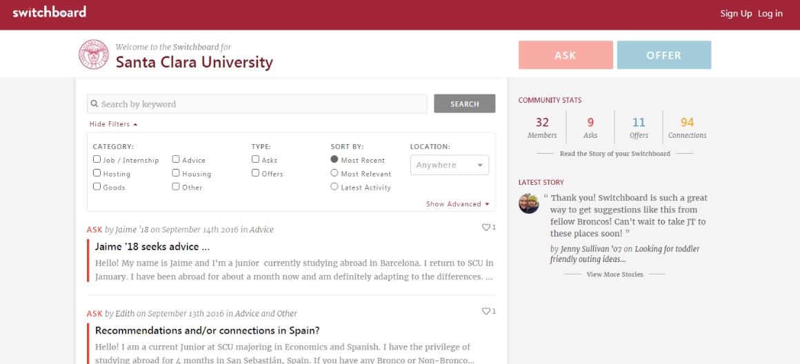 Alt text: Switchboard directions page with navigation options and input fields.