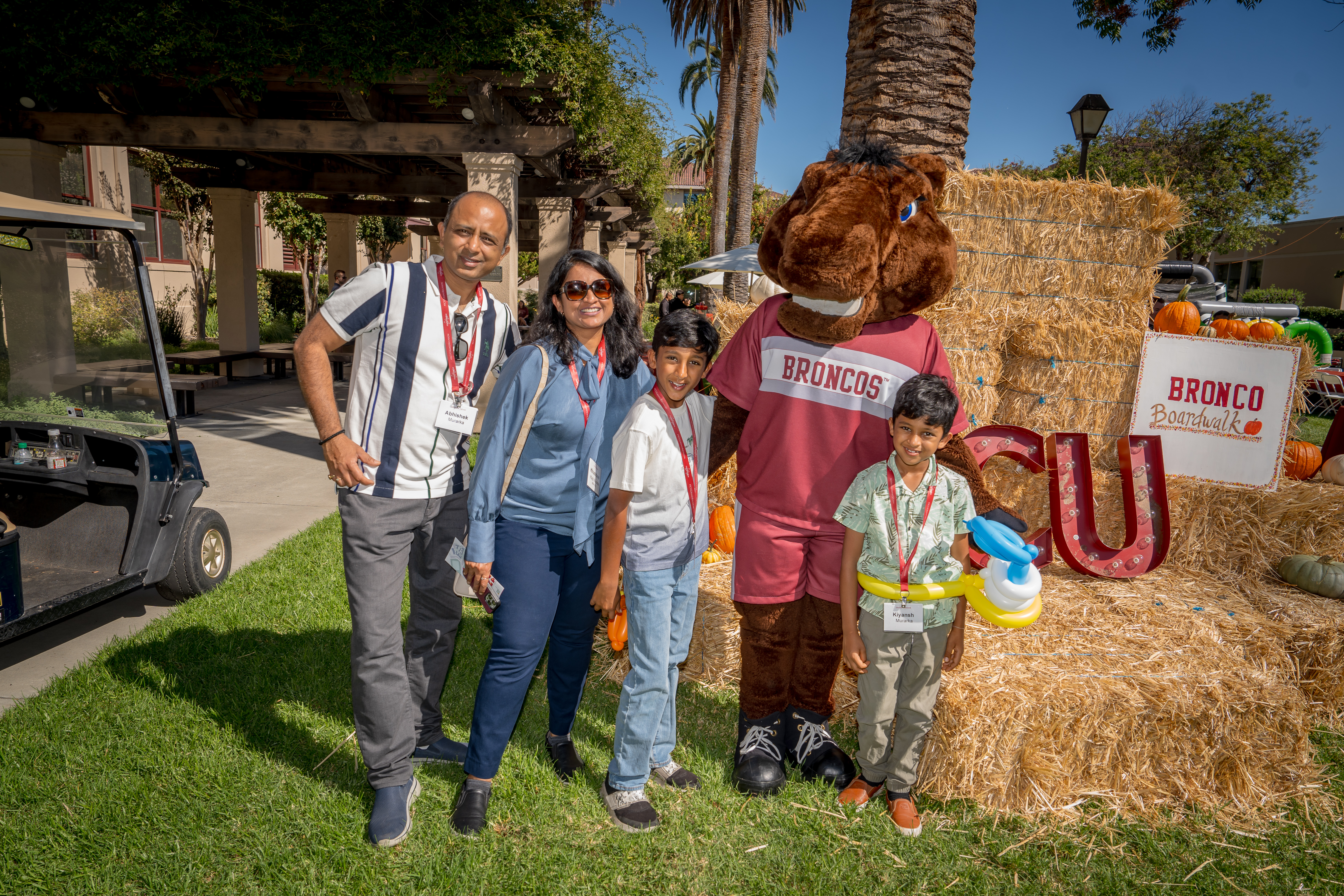 Family with Bucky at Bronco Boardwalk 