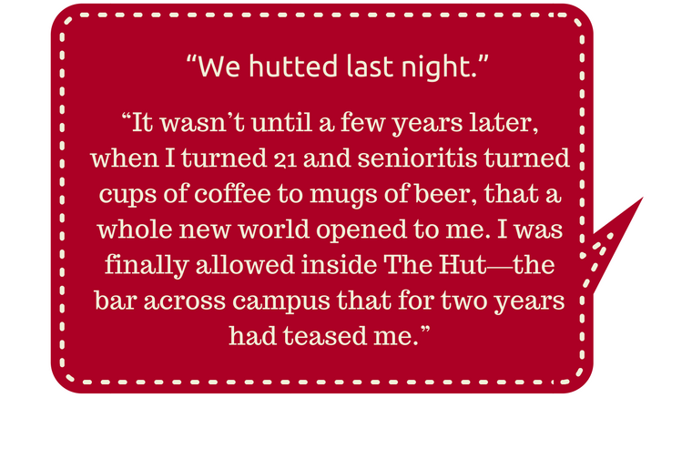 Alt text: Red speech bubble with white text.