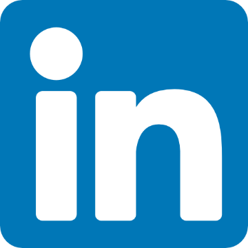 LinkedIn logo with blue background and white 