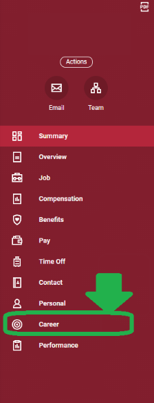 From the options listed on the left of your profile, select 'Career'.