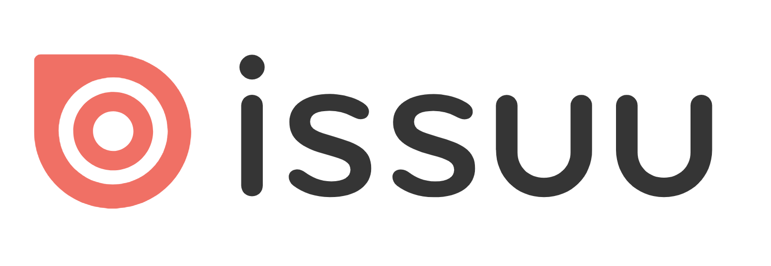 ISSUU logo with red and gray text and symbol.