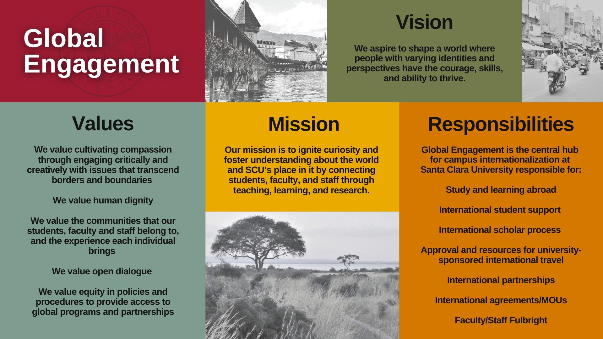 PDF visual and link to Global Engagement's Mission, Values, Vision, and Responsibilities