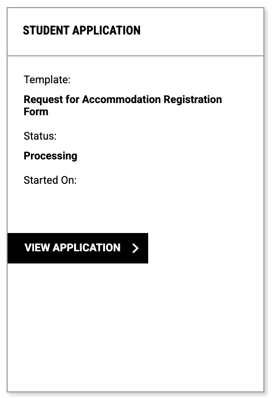 Under Student Application, there is a View Application button.
