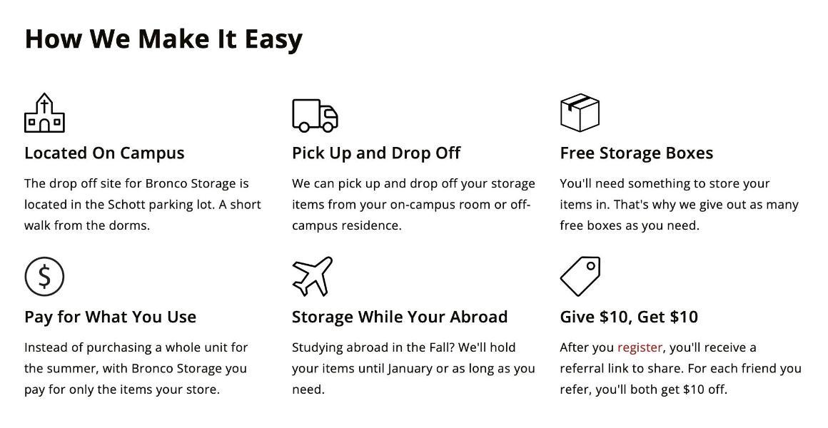 Bronco Storage - How We Make It Easy