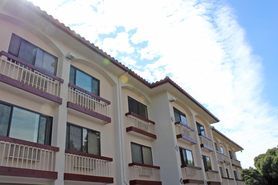 An exterior image of Bellarmine Hall. 