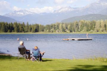 Couple looking at a lake