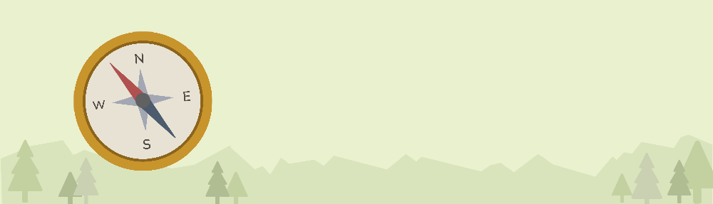 The words, The Compass, Center for Sustainability newsletter, next to a spinning compass with mountains in the background