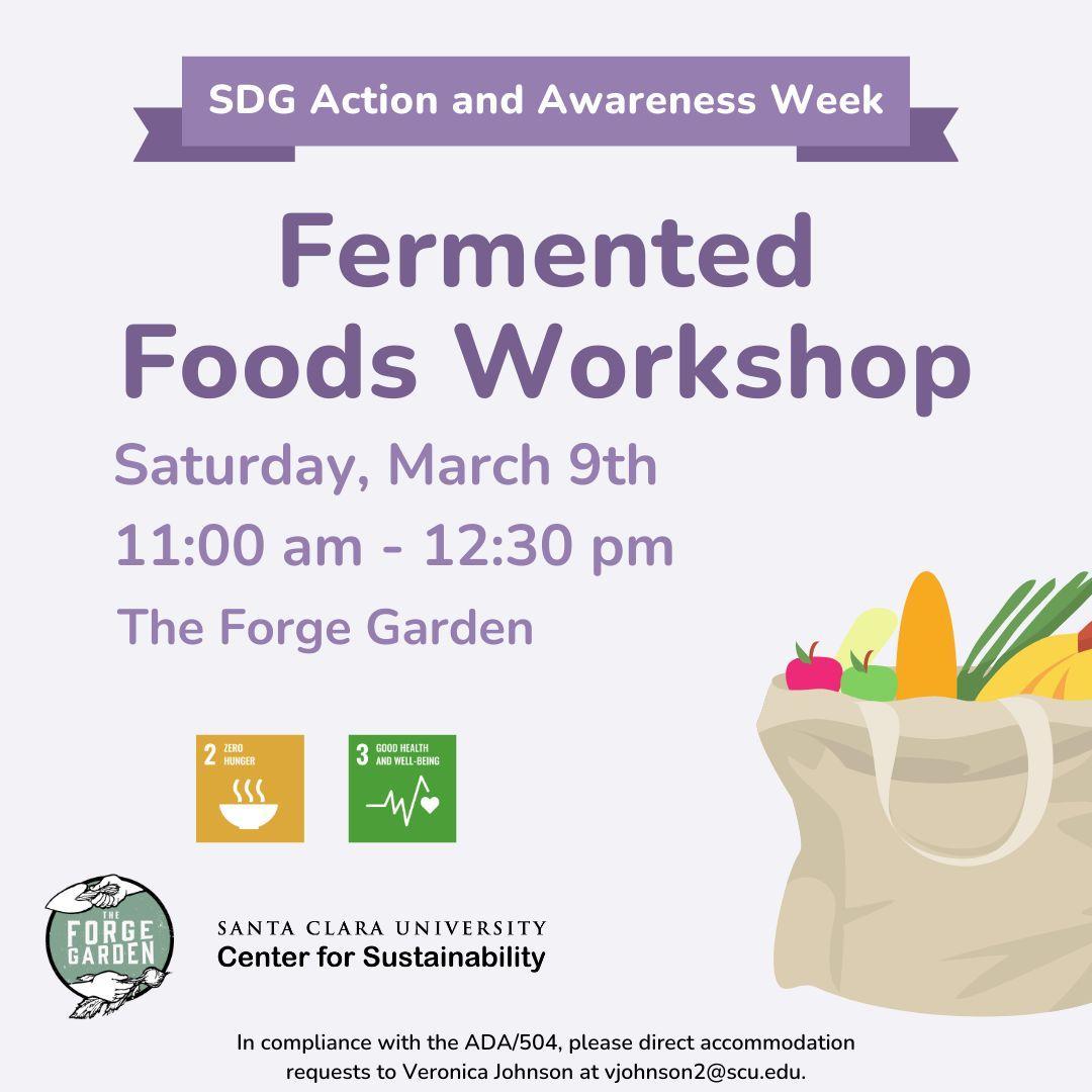 An infographic with event details and an image of a canvas sack holding several vegetables