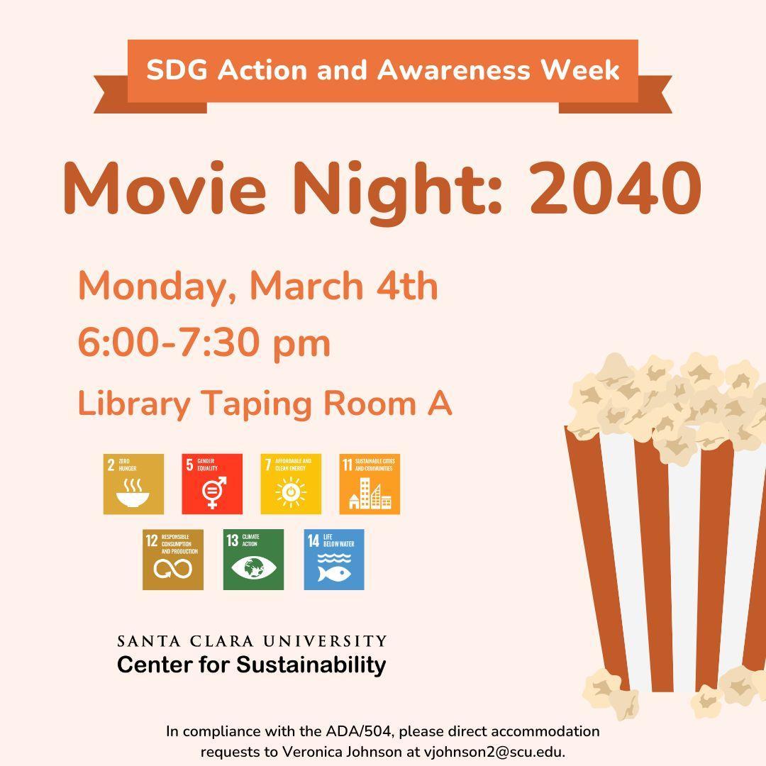 Popcorn in a striped carton next to event details.