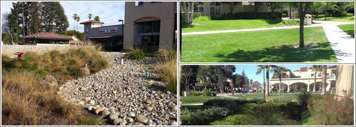 Alt text: Examples of landscaping projects including pathways and garden areas.