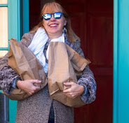 Carrying groceries in a paper bag 