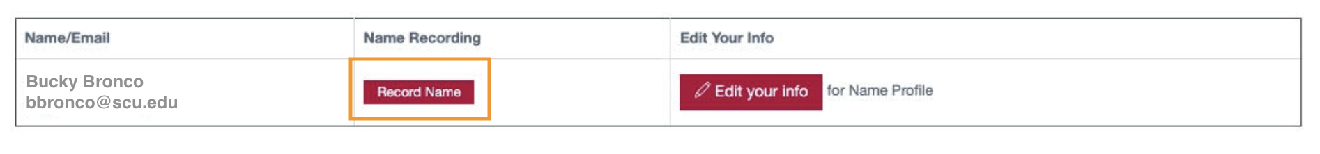 Email Record Camino faculty