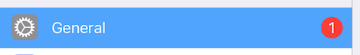 iOS General Tab with red circle update indicator