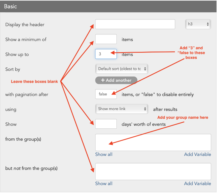 Livewhale Basic section widget entries