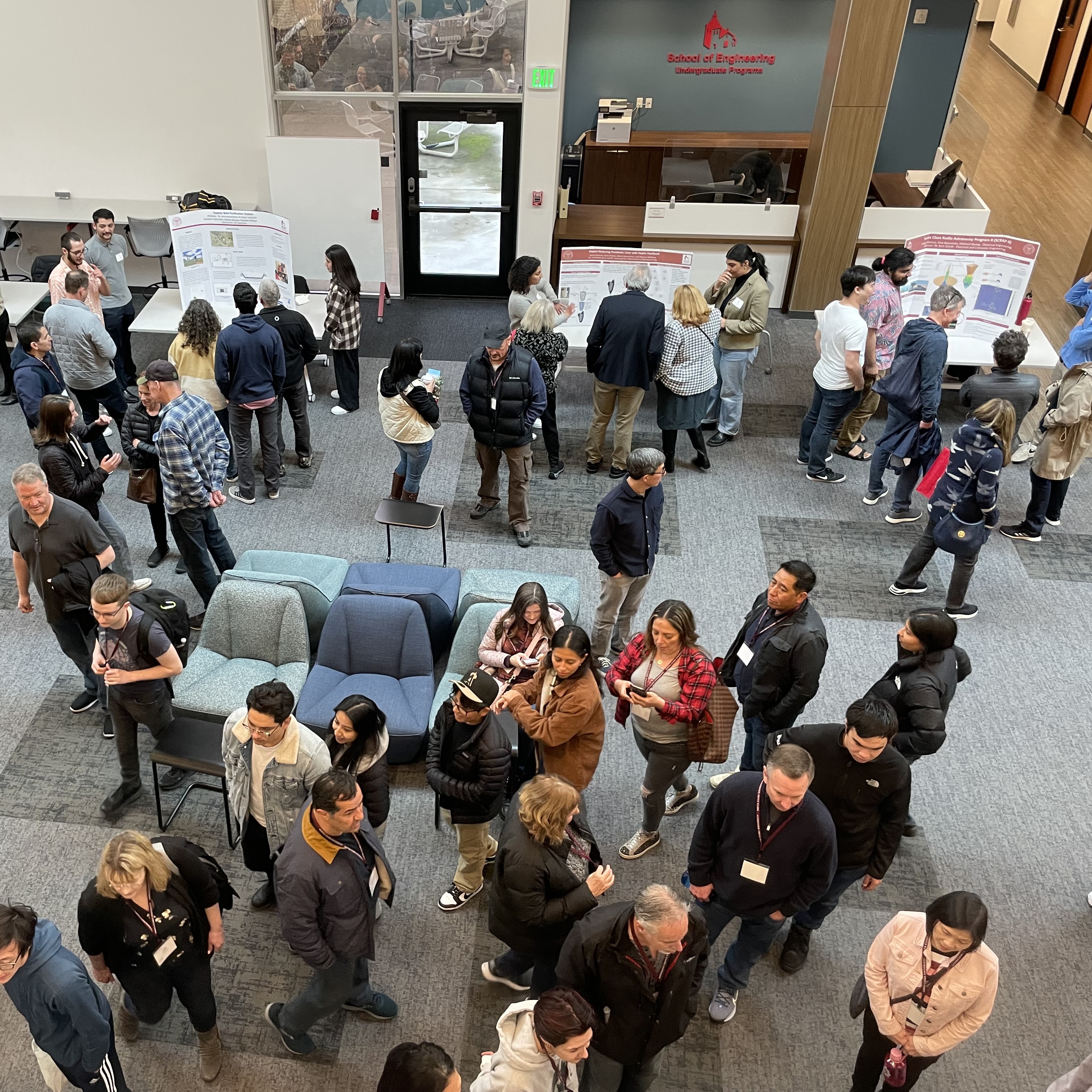 Photo displaying Senior Design Capstone projects during Family Weekend 2023