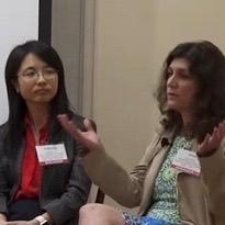 Panelist Yuhong Liu listens as Irina Raicu speaks. image link to story