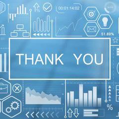 The words "Thank You" on a blue background with engineering drawings surrounding