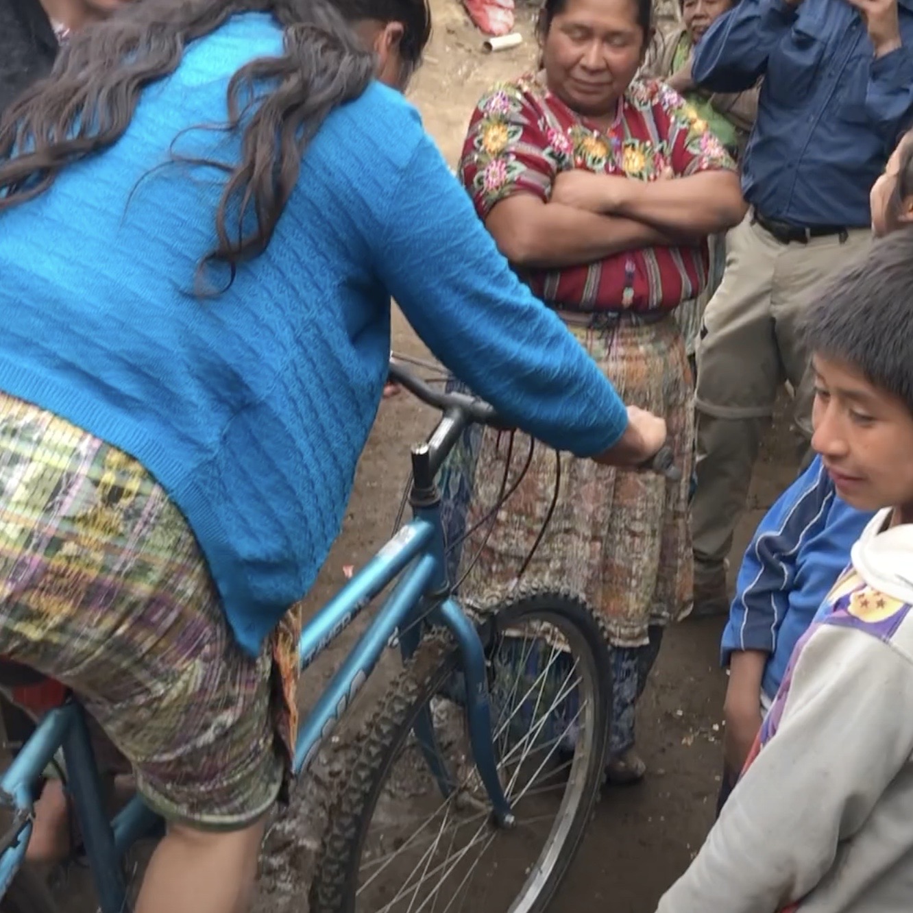 woman producing clean water with a bicycle